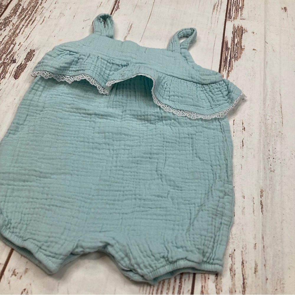 Rabbit Bear Organic Romper Baby Blue Sz 6-9M - Picture 11 of 12